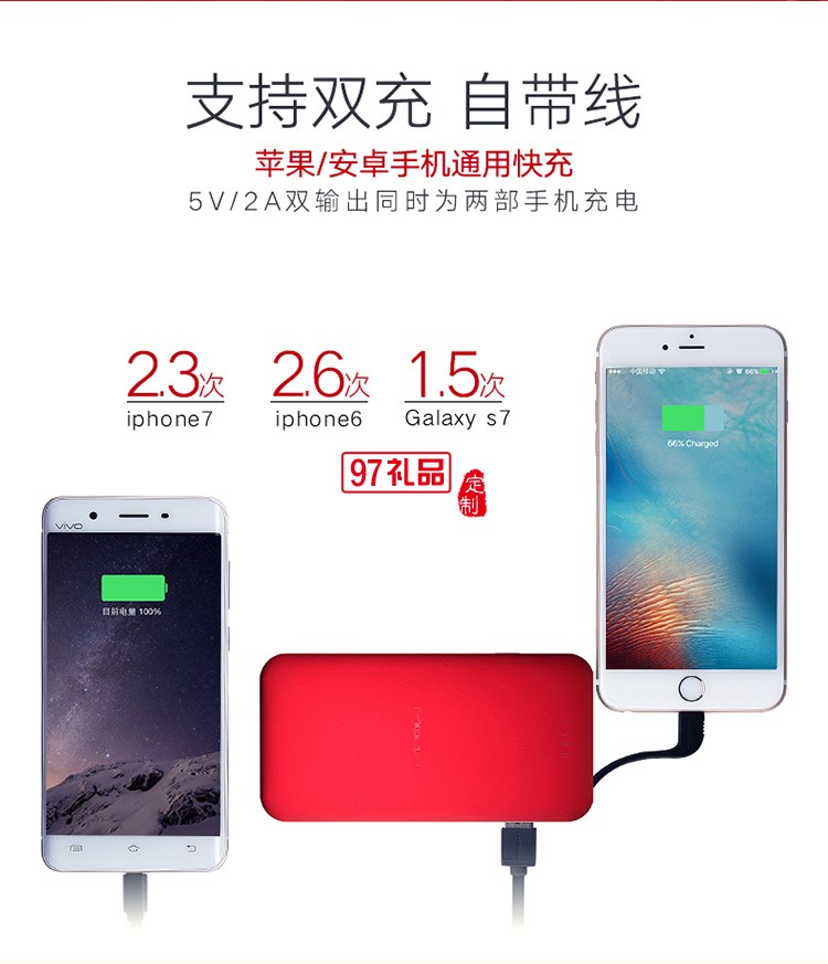 蘋果手機(jī)專用移動(dòng)電源mipow麥泡超薄沖電寶便攜6s自帶線充電寶