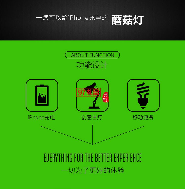 蘑菇燈 iPhone手機(jī)移動(dòng)電源 臺(tái)燈 迷你便攜小夜燈