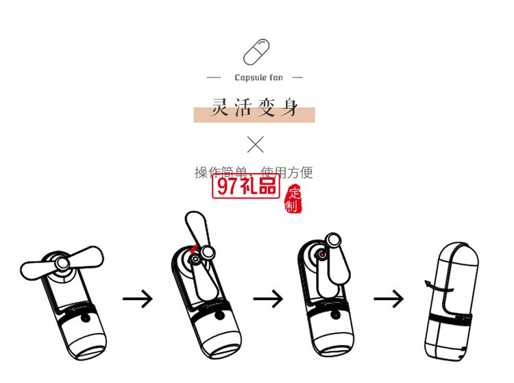 醫(yī)藥行業(yè)  膠囊風扇便攜式手持放立兩用迷你電扇