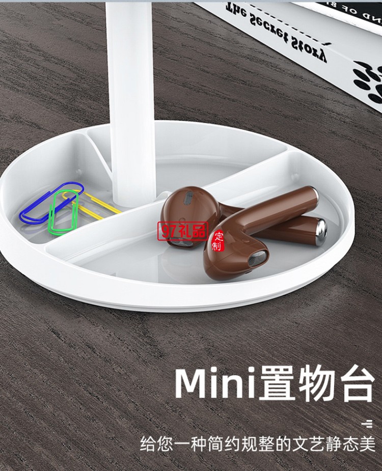 帶鏡子圓盤(pán)收納可升降調(diào)節(jié)桌面懶人伸縮通用平板手機(jī)支架
