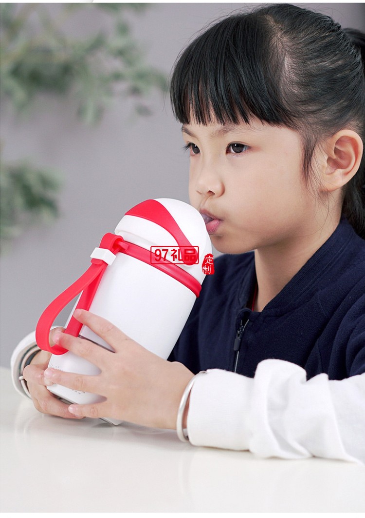 兒童智能水杯機器人保溫杯帶吸管食品級小學生幼兒園女孩禮品杯子定制