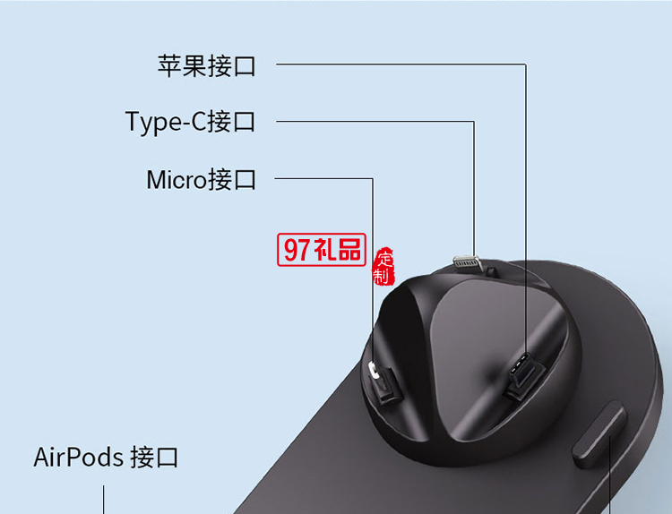 六合一無線充電器手機(jī)充電器通用華為蘋果定制公司廣告禮品