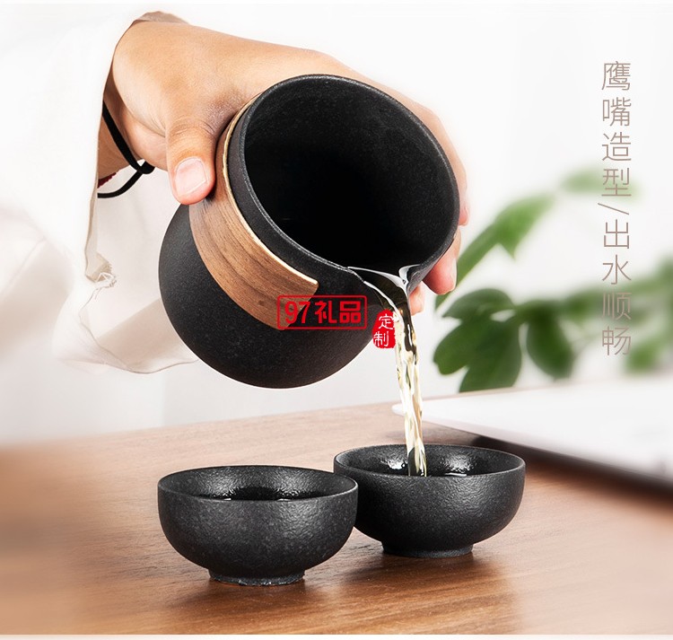 簡(jiǎn)約陶瓷旅行快客茶具戶外玻璃一壺二四杯車(chē)載便攜泡茶壺