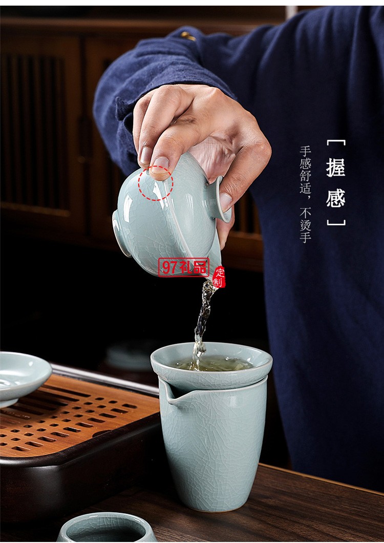 10頭哥窯提梁壺茶具      