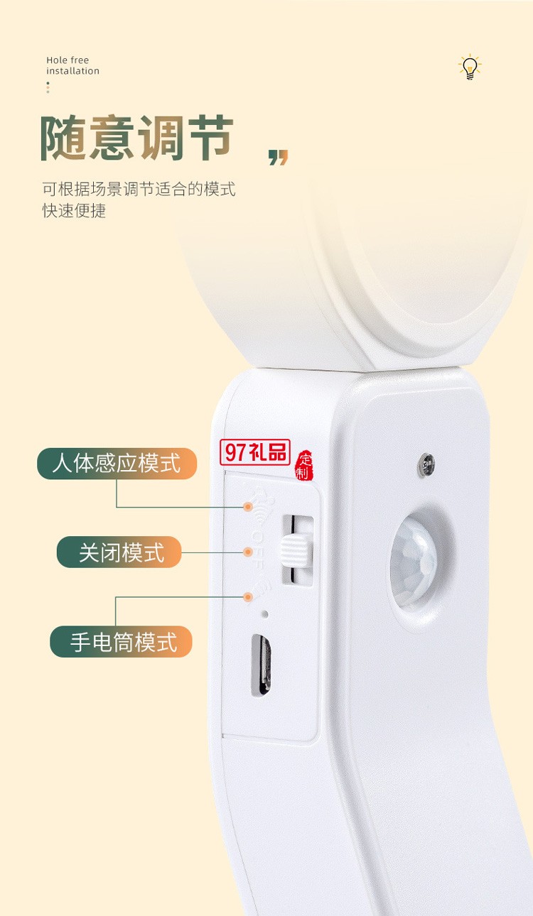 新品LED智能人體感應(yīng)燈小夜燈充電臺燈樓過道衣櫥臥室床頭燈