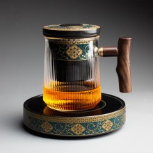 陶瓷恒溫保溫泡茶杯玻璃水杯辦公馬克杯商務(wù)茶水分離杯花茶杯