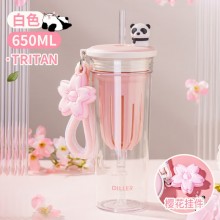 迪樂貝爾熊貓櫻花保溫杯大容量316不銹鋼水杯倒水蓋杯子 女生水杯